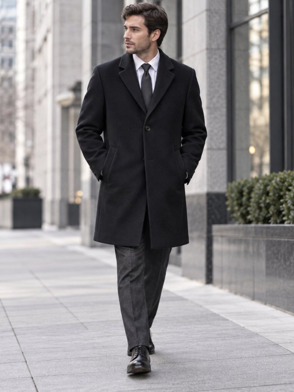 Calvin Klein Black Wool Cashmere Blend Overcoat Men's 40S